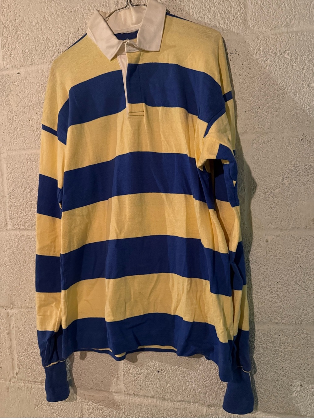 Vintage Lands End Striped Rugby Shirt in yellow and blue
